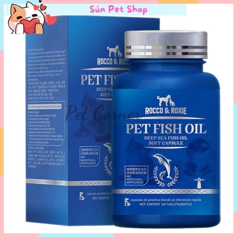 Viên dầu cá cho chó mèo Pet Fish Oil, bổ sung Omega 3, tăng sức đề kháng và dưỡng lông