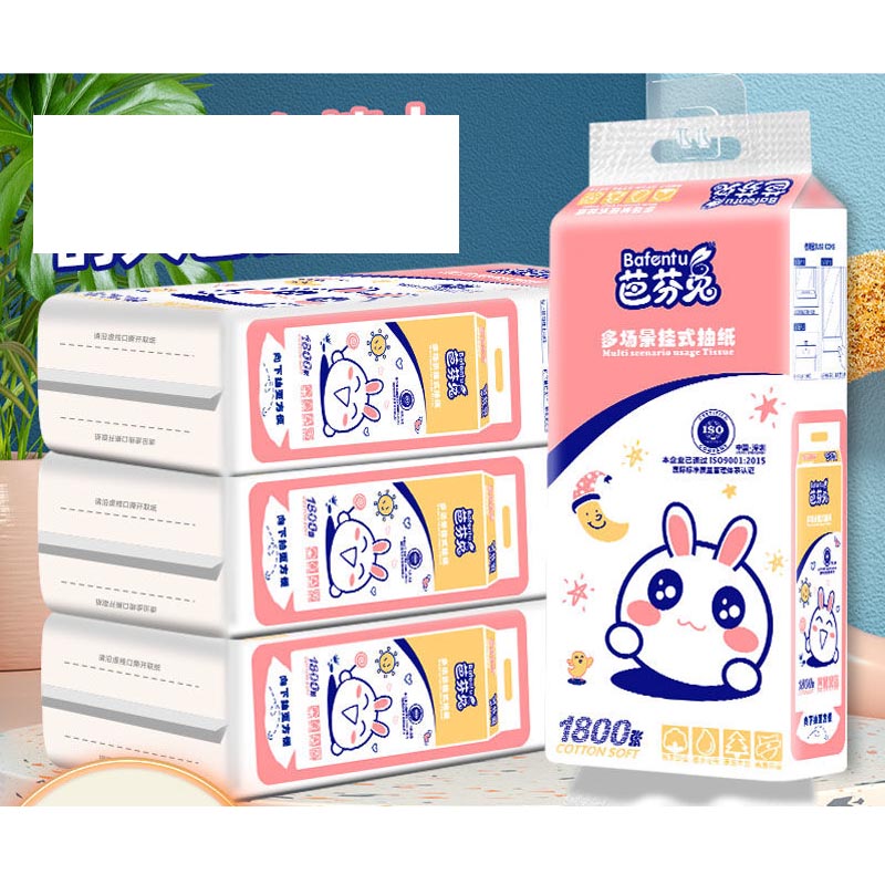 Giấy ăn rút hình chữ nhật dạng cây và hình thỏ