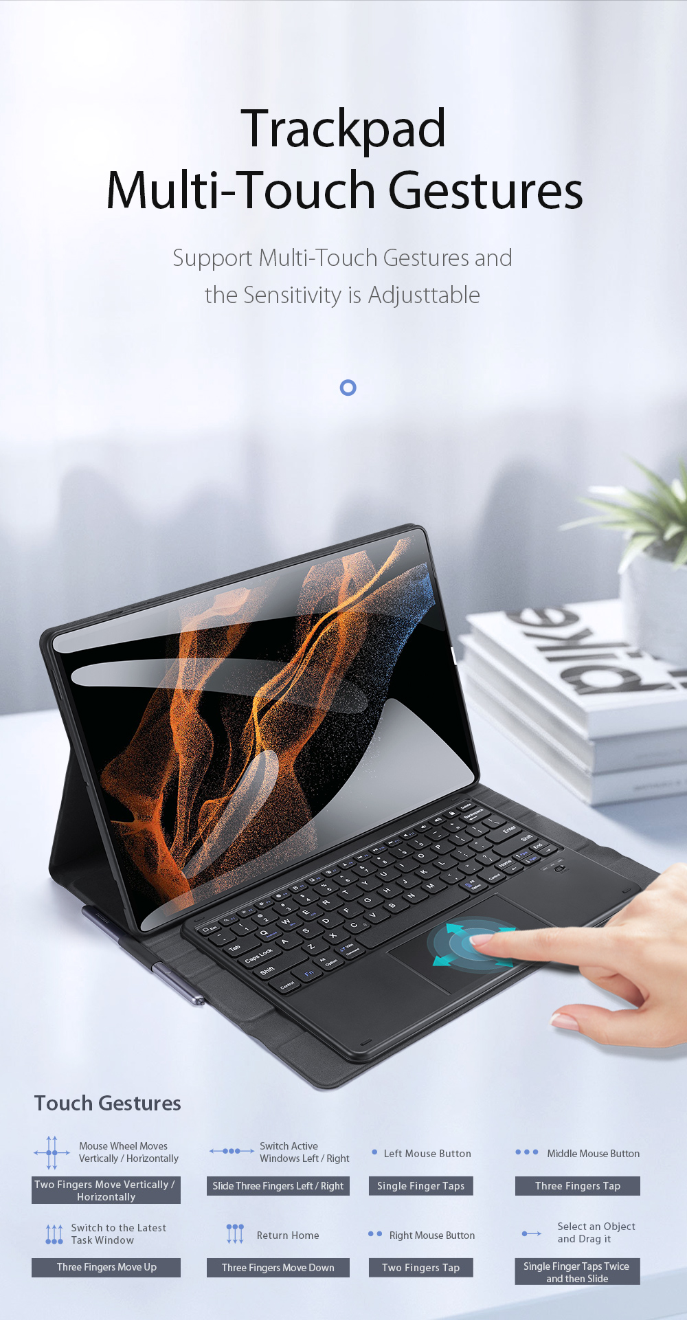 Bao Da Dành Cho Samsung Galaxy Tab S7 Plus Kèm Bàn Phím Bluetooth Có Bàn Di Chuột TouchPad Hiệu Dux Ducis-Hàng Chính Hãng