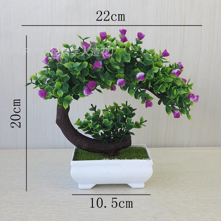 Chậu cây bon sai tài lộc phú quý để bàn trang trí - cây giả mini