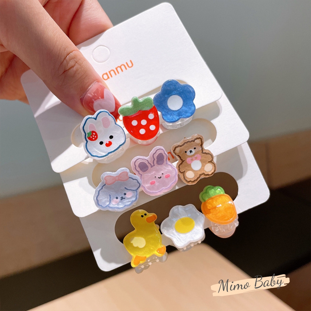 Set 3 kẹp tóc màu kẹo siêu đáng yêu cho bé gái KT39 Mimo Baby