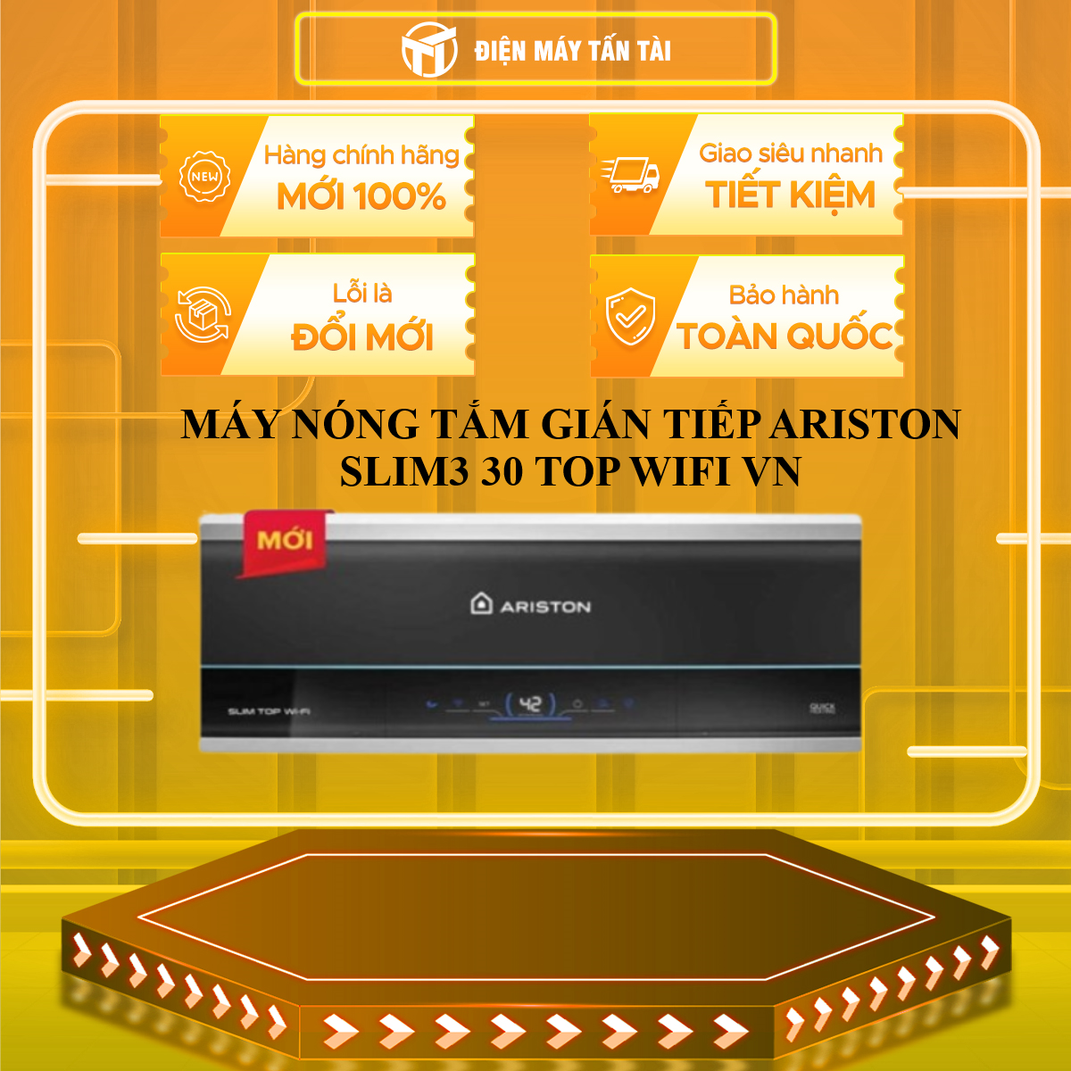 MÁY NÓNG TẮM GIÁN TIẾP ARISTON 30 lít  SLIM3 30 TOP WIFI VN - HÀNG CHÍNH HÃNG - CHỈ GIAO HCM