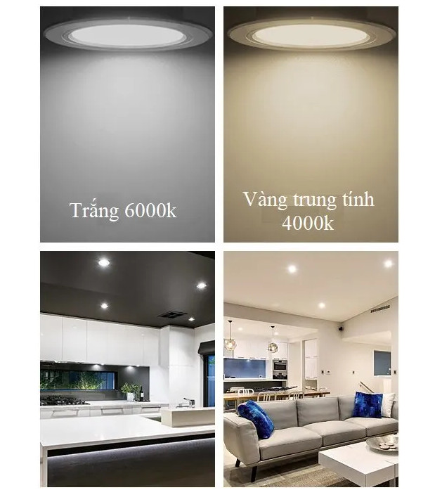 Bộ 20 Đèn Led âm trần 12w ánh sáng trắng hàng chính hãng.