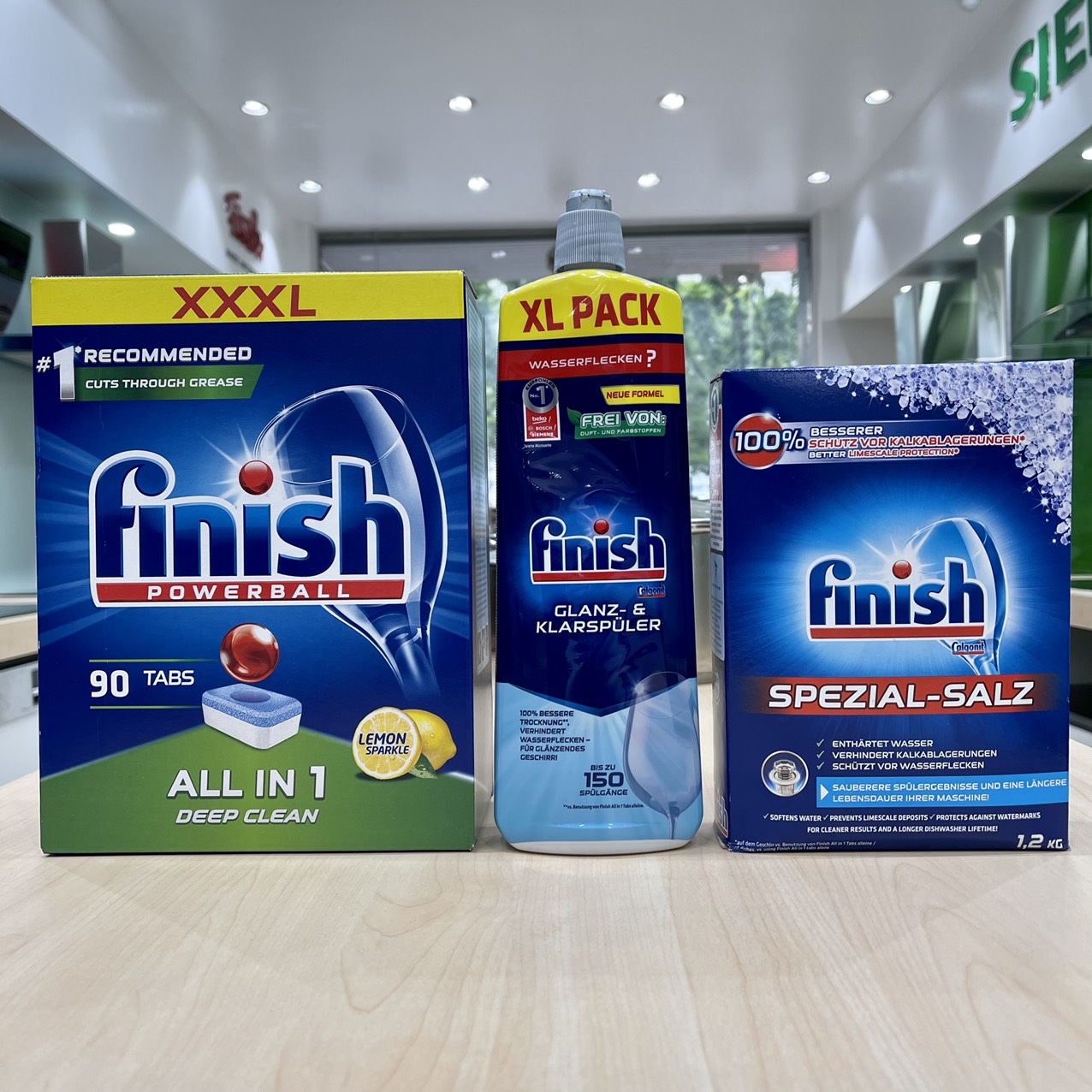 COMBO FINISH: Viên rửa bát All in one 90 + Bóng 750ml + Muối 1,2kg