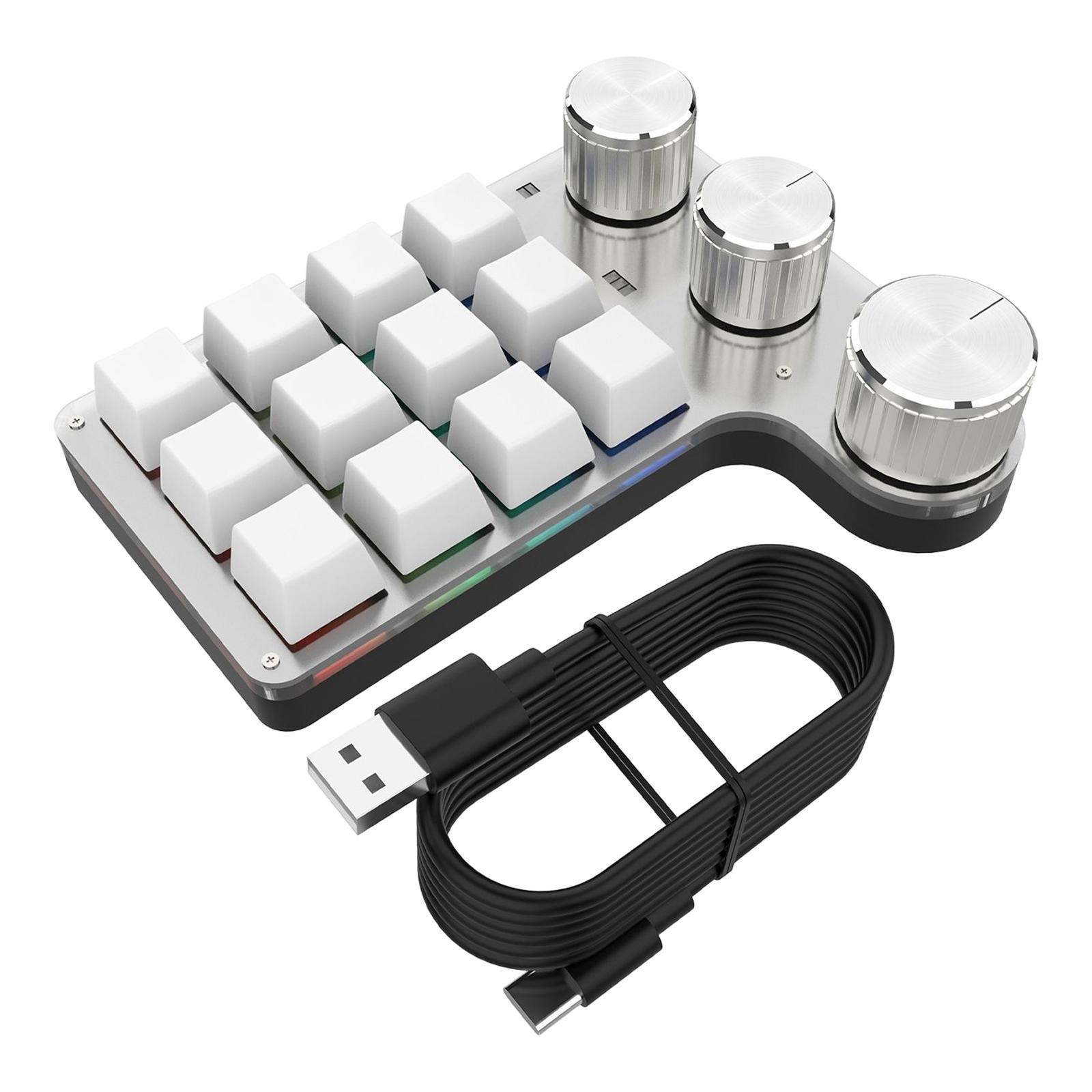 Portable Numeric Keypad 9 Keys 3 Knob Program RGB for PC Laptop Tablet