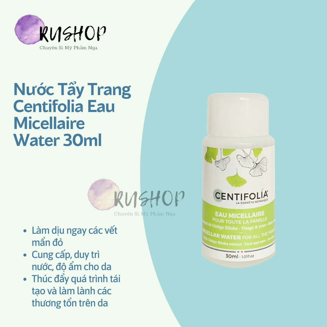 Nước Tẩy Trang rau má Centifolia Eau Micellaire Water minisize 30ml - Tẩy trang Rau má Centifolia mini