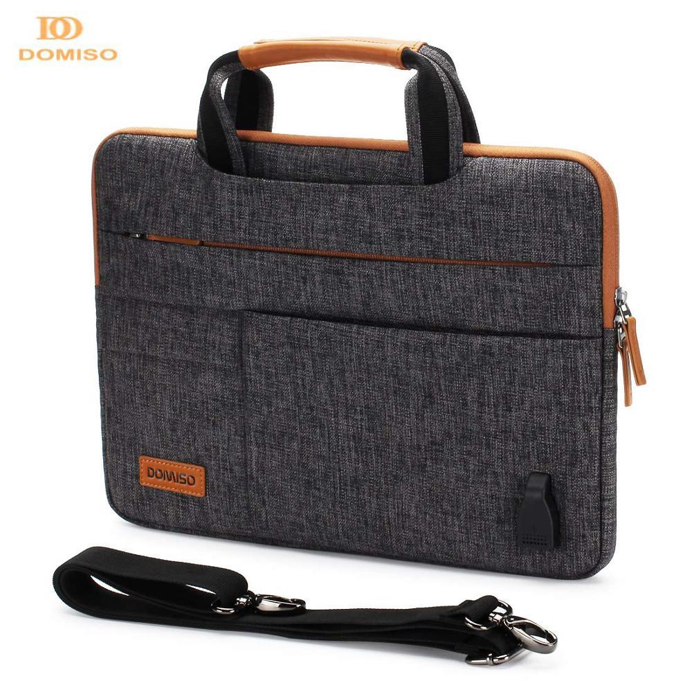 DOMISO10 13 14 15.6 17.3 Inch Laptop Đa Năng Tay Kinh Doanh Cặp Túi Với Cổng Sạc USB Nâu màu Xám