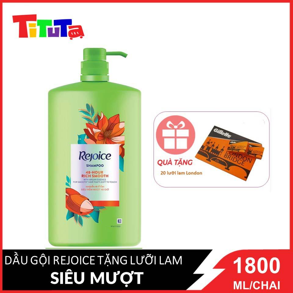 Dầu gội siêu to Rejoice Siêu mượt 1800ml tặng kèm 20 hộp lam London