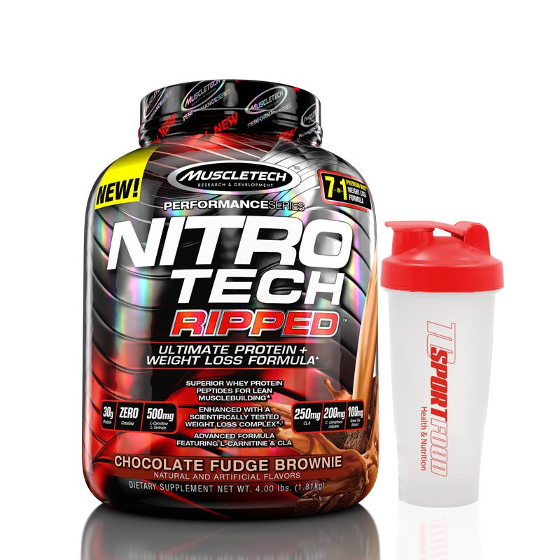 Sữa tăng cơ, giảm mỡ MuslceTech Nitro Tech Ripped - Hộp 4lbs (1.8g) – Hỗ trợ phục hồi, phát triển cơ bắp, giảm mỡ thừa cho người tập thể hình và thể thao - Hàng chính hãng Muscletech USA - Mùi Chocolate - Kèm Quà Tặng