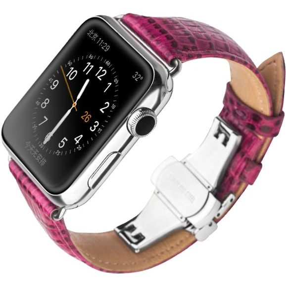 Dây da dành cho Apple Watch hàng Qialino da bò vân lizard (size 38/40mm) - Hàng chính hãng