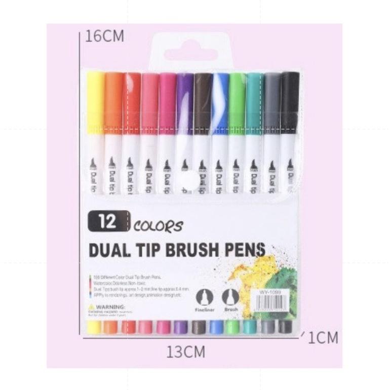 Bút 2 Đầu Kim + Brush Màu Dual Tip Brush Magic Fly Kháng Nước Tô Màu Bullet Journal ST477