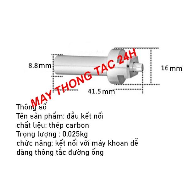 Dây thông tắc cống, đường ống, đường kính 16mm dùng cho máy khoan dài 15m gồm 6 đầu thông và 1 đầu kết nối