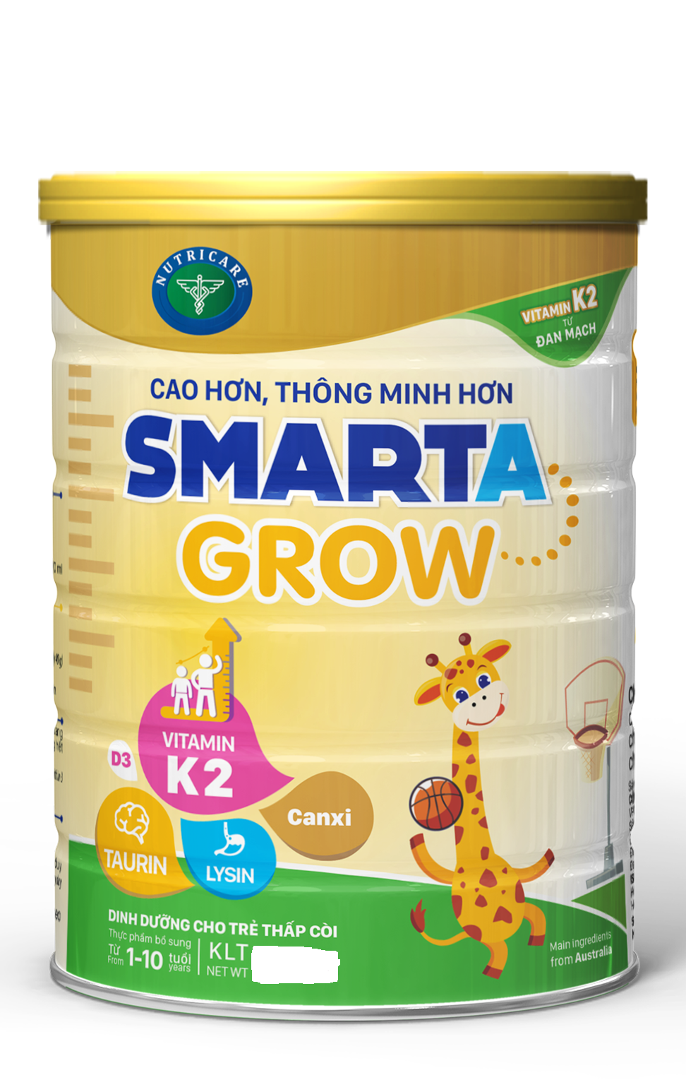 Sữa bột Nutricare Smarta Grow lon 900g - dinh dưỡng cho trẻ thấp còi