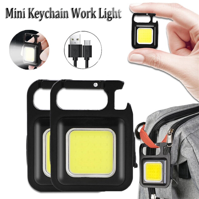 Đèn LED Mini Móc Khóa - Đèn Pin COB - Đèn Pin Dã Ngoại - Sạc USB Tiện Dụng