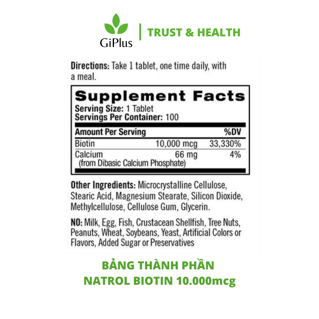 Biotin mọc tóc Natrol Beauty Mỹ hỗ trợ tóc mọc nhanh hơn, dày hơn, cho mái tóc khỏe mạnh, làn da rạng rỡ và móng tay chắc khỏe - QuaTangMe Extaste