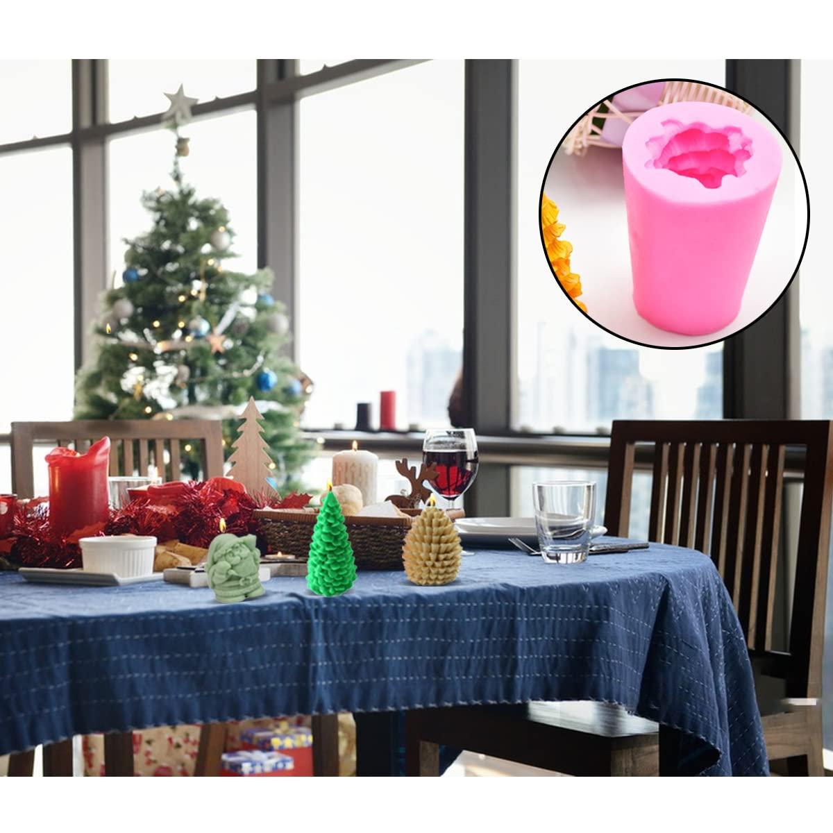 Hình dạng silicon thông, nấm cand nến Giáng sinh, hình dạng nến 3D của nón thông, hình dạng casting nến DIY