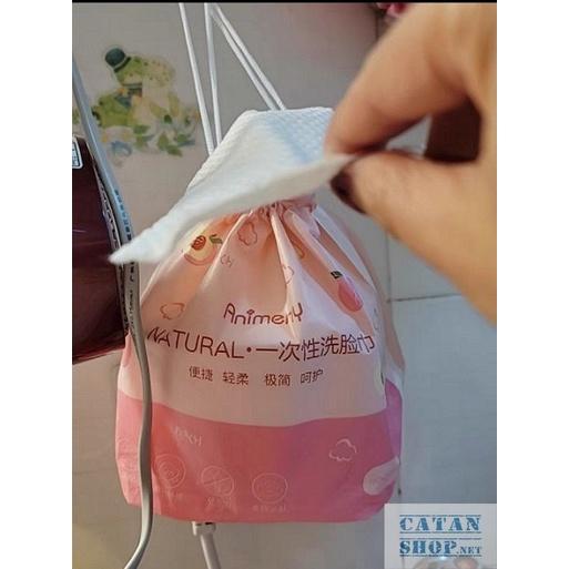 Khăn lau mặt khô dùng 1 lần bằng cotton cao cấp tự nhiên,cuộn khăn mặt khô tẩy trang đa năng túi trái đào xinh xắn