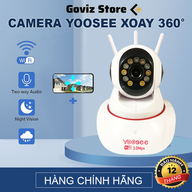 Camera wifi trong nhà Yoosee Z02T 2.0 Full HD, 3 râu, xoay 360 độ , tương tác 2 chiều, hỗ trợ thẻ nhớ lên đến 128G, cảnh báo chuyển động – Hàng nhập khẩu