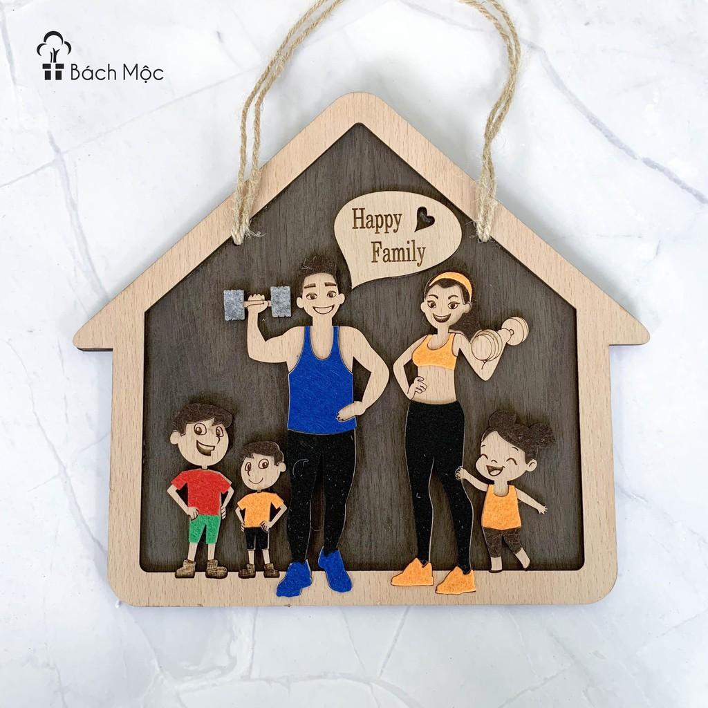 Bảng gỗ decor, bảng gỗ trang trí gia đình Happy Family (bảng gỗ trang trí