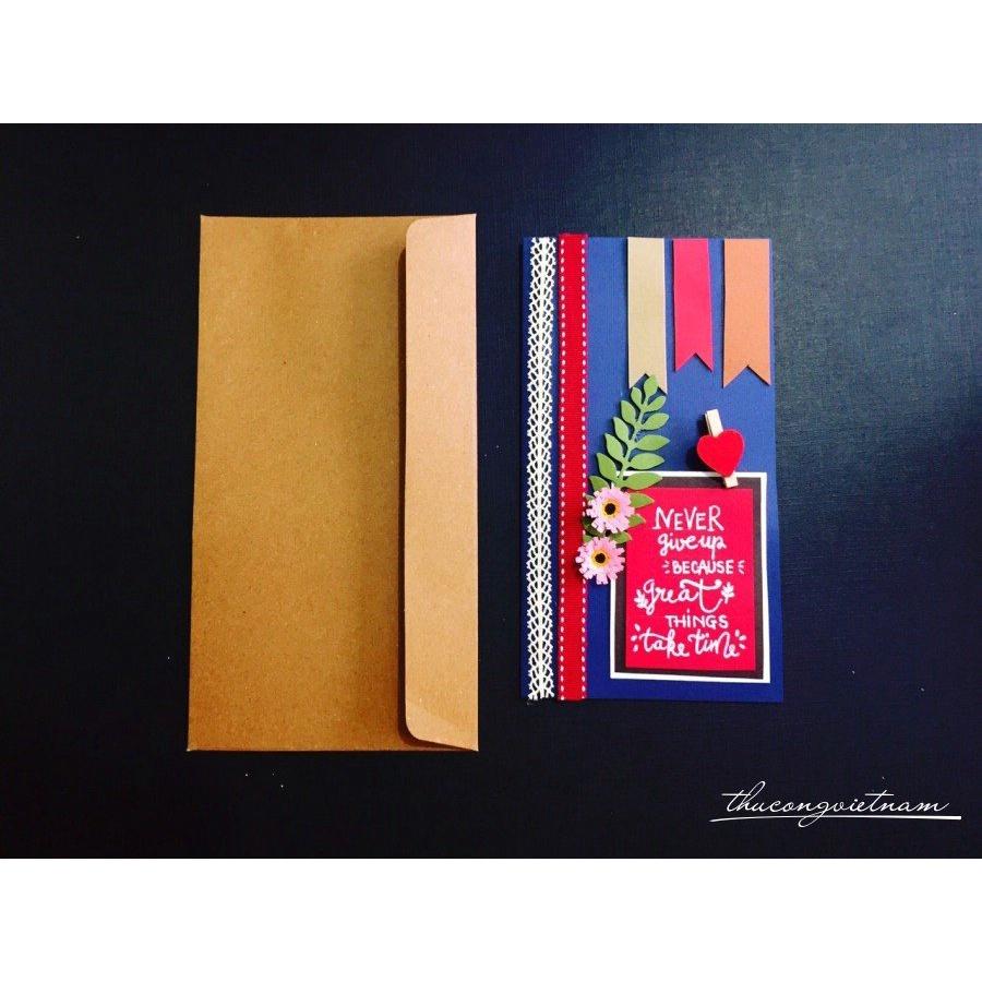 Thiệp Handmade "Never give up..."
