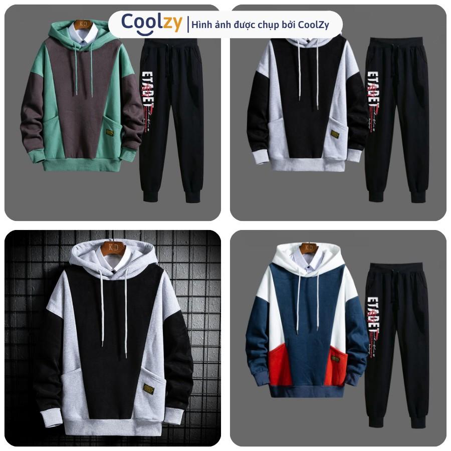 Set Áo Hoodie quần Jogger ️ Áo khoác nỉ unisex PHỐI MÀU quần ETADET, form unisex nam nữ trẻ trung