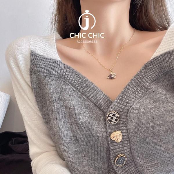 Dây chuyền nữ đẹp titan không gỉ mạ vàng 18K hình thiên nga đính đá cao cấp | dây chuyền chic chic 2B5