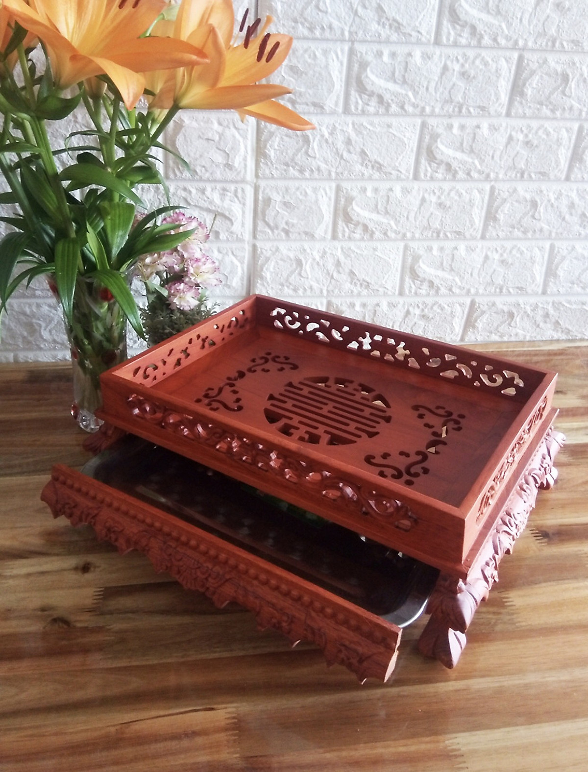 Khay Trà Gỗ Hương Đỏ TP992
