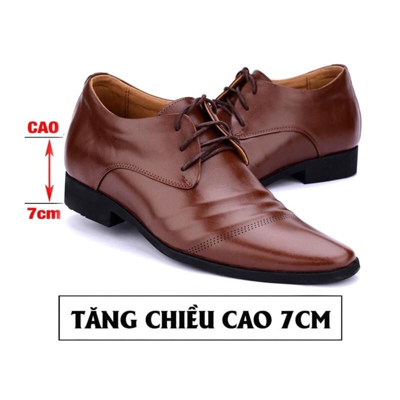 Giày Tây Nam Tăng Chiều Cao 6,5cm Da Bò Siêu Mềm