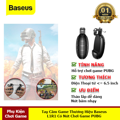 Tay Cầm Game L1R1 Có Nút Chơi Game PUBG Cho Smartphone - Hàng Chính Hãng Baseus