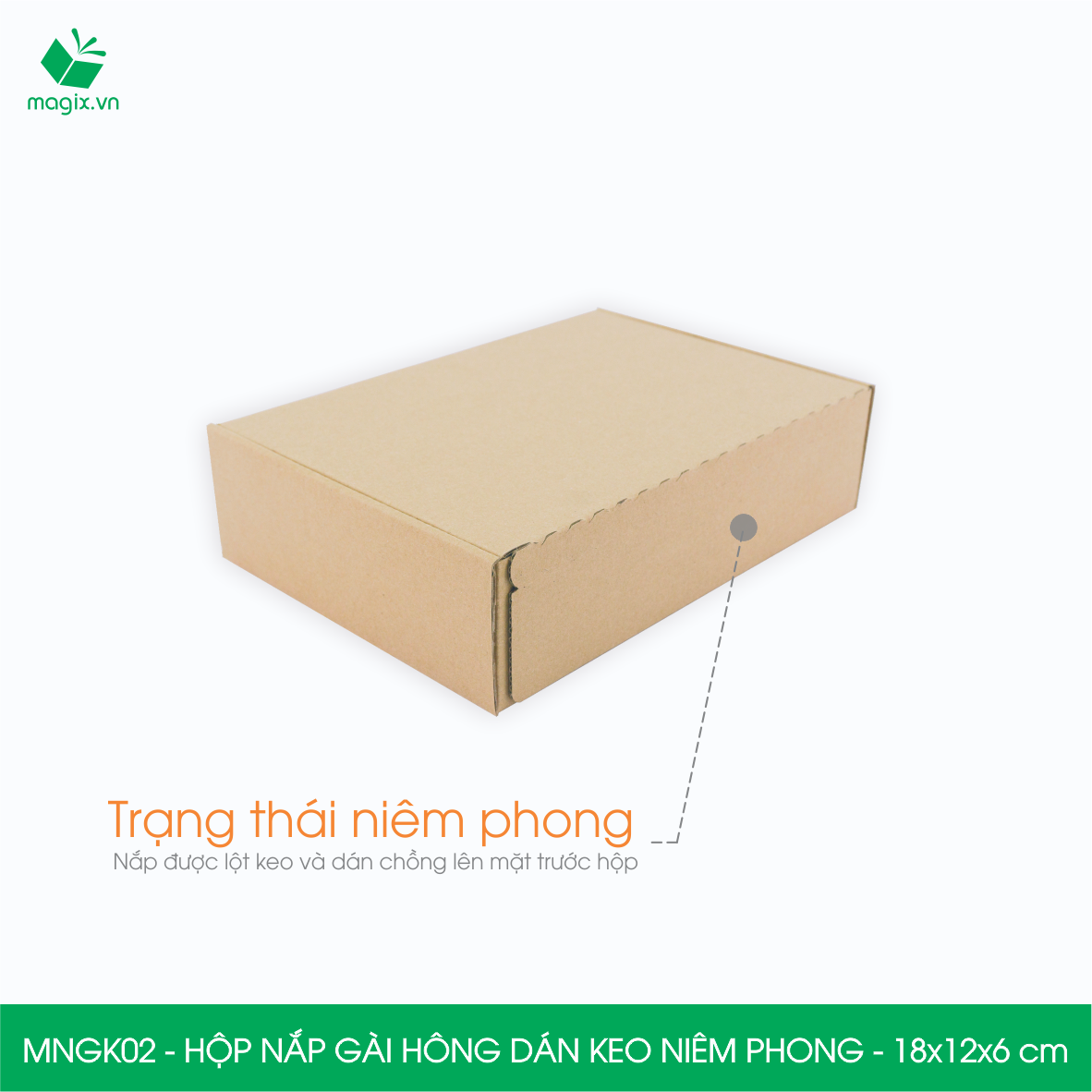 MNGK02 - 18x12x6cm - COMBO 40 HỘP CARTON NẮP GÀI HÔNG CÓ KEO NIÊM PHONG - THÙNG HỘP CARTON ĐÓNG HÀNG