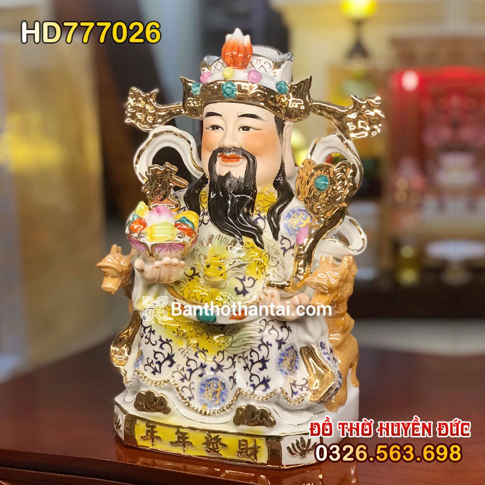 Tượng Thần Tiền bằng Sứ gấm xanh HD777026