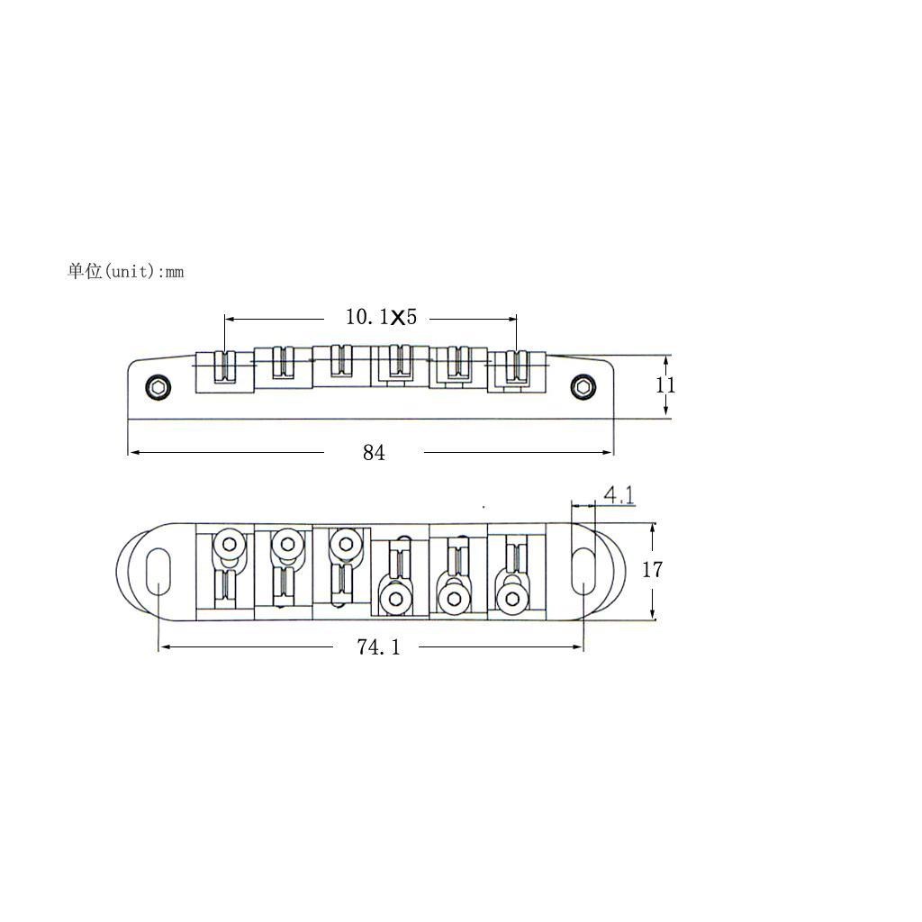 6 String Guitar Trapeze Tailpiece Bridge with Roller Saddle Bridge, Lock Posts and Wrench for Jazz Archtop Guitar
