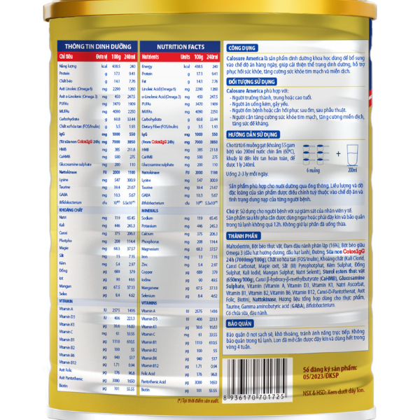 Sữa bột hỗ trợ tim mạch, phòng chống đột quỵ CaloSure America vị thanh nhẹ 800g - VitaDairy