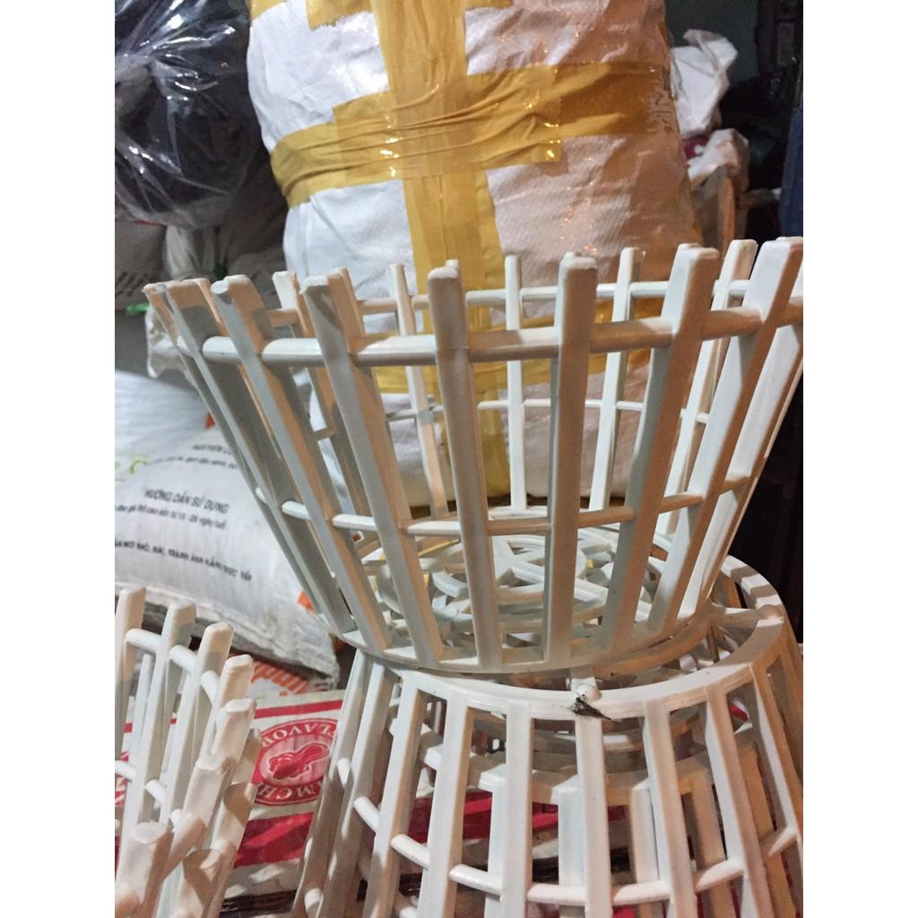 Combo 10 chậu nhựa giả gỗ phi 25 cm màu trắng