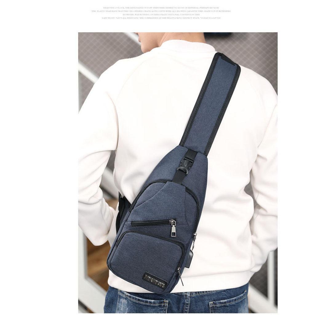 2pcs Fashion Men Sling Chest Bag Shoulder Bag USB Port Daypack