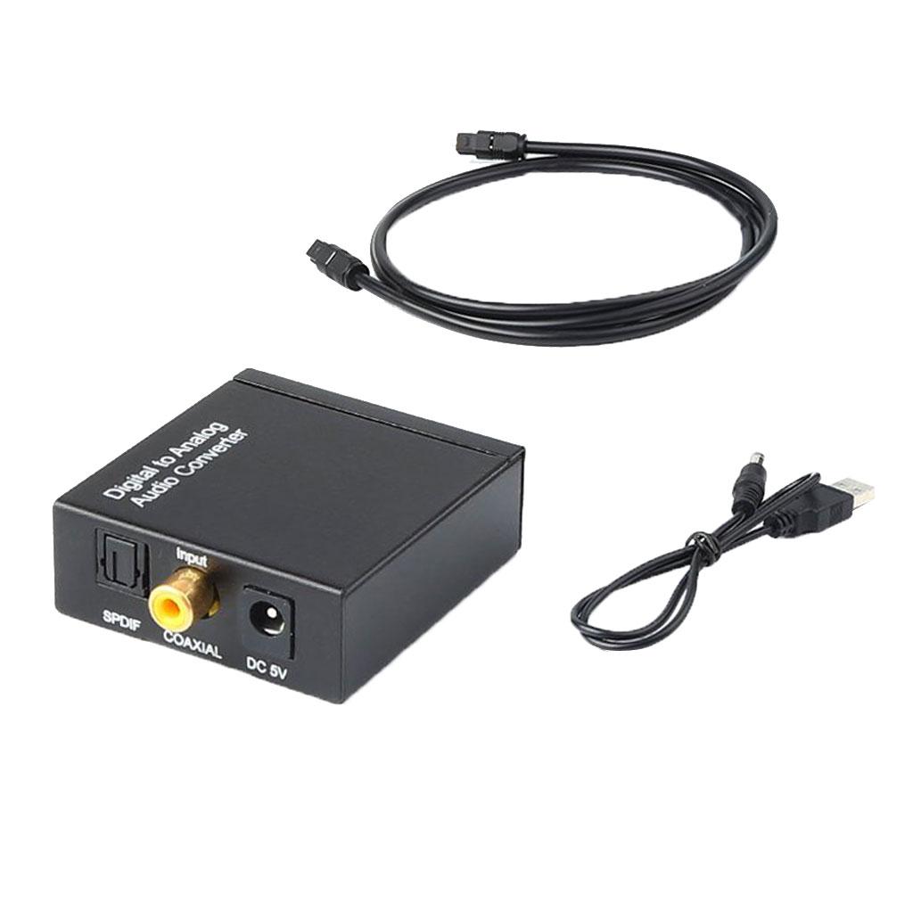 Digital to Analog Converter DAC Digital SPDIF Toslink to Analog Stereo Audio L/R Converter Adapter with Power Supply +Fiber Cable for PS3 HD DVD PS4 Home Cinema Systems AV Amps