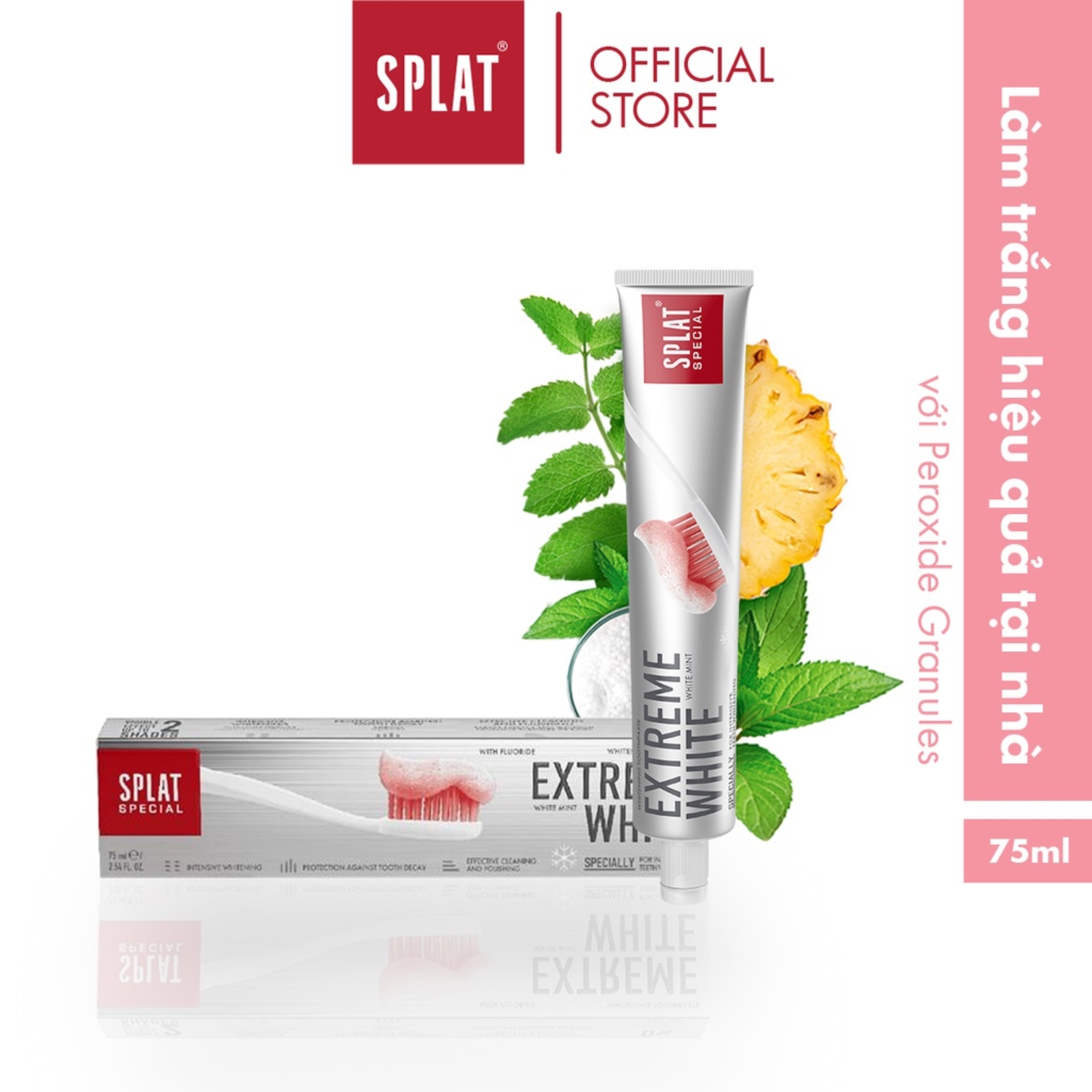 Kem Đánh Răng Làm Trắng Răng SPLAT Extreme White Special Chứa Các Hạt Siêu Nhỏ Giúp Làm Trắng Nhanh Chóng, Hiệu Quả 75ml