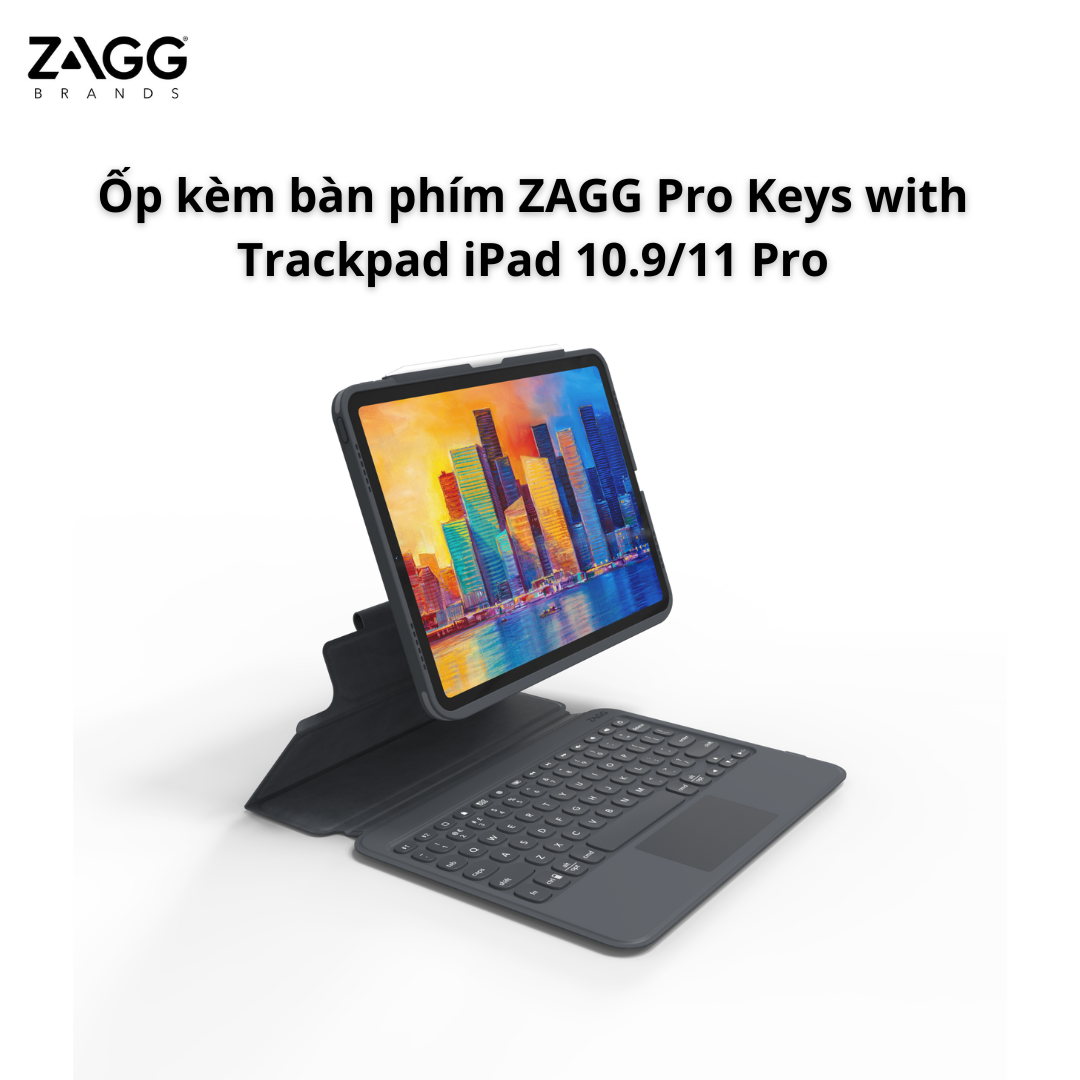 Ốp lưng kèm bàn phím ZAGG Pro Keys TrackPad - dành cho iPad 10.9/11 Pro - Hàng chính hãng