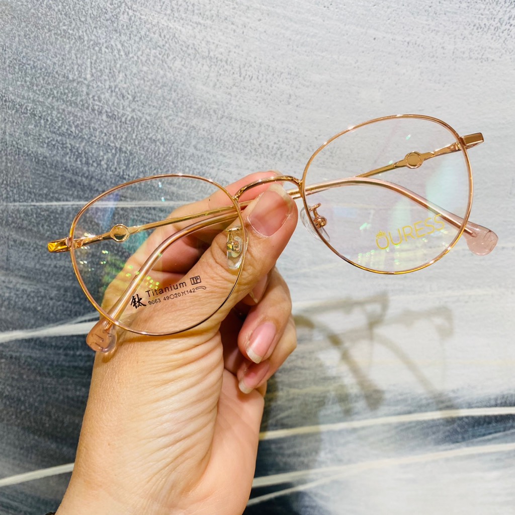 Gọng kính cận 9063 hợp kim thời trang mắt kính OURESS nam nữ siêu nhẹ siêu bền