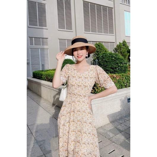 ĐẦM XÒE VOAN HOA CỔ TIM TAY LỠ