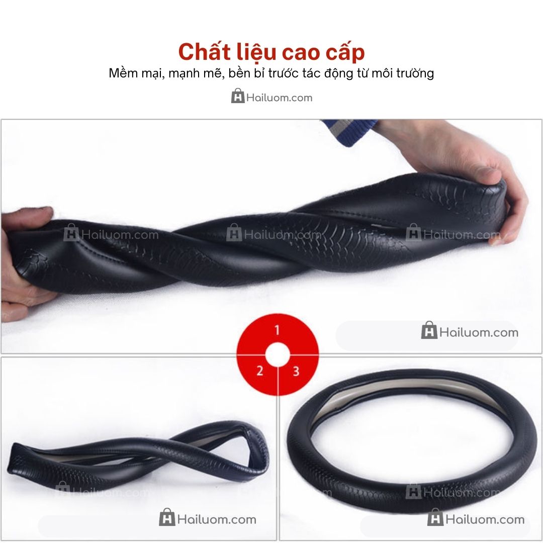 Bọc Vô Lăng ô tô cho KIA SORENTO Da Thật Họa Tiết Da Rắn Cao Cấp