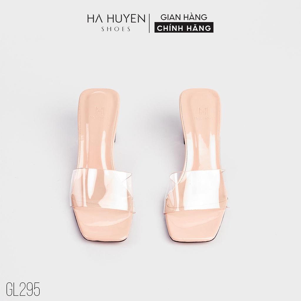 Guốc lê nữ Hà Huyền Shoes quai ngang trong gót vuông 5 phân thời trang - GL295