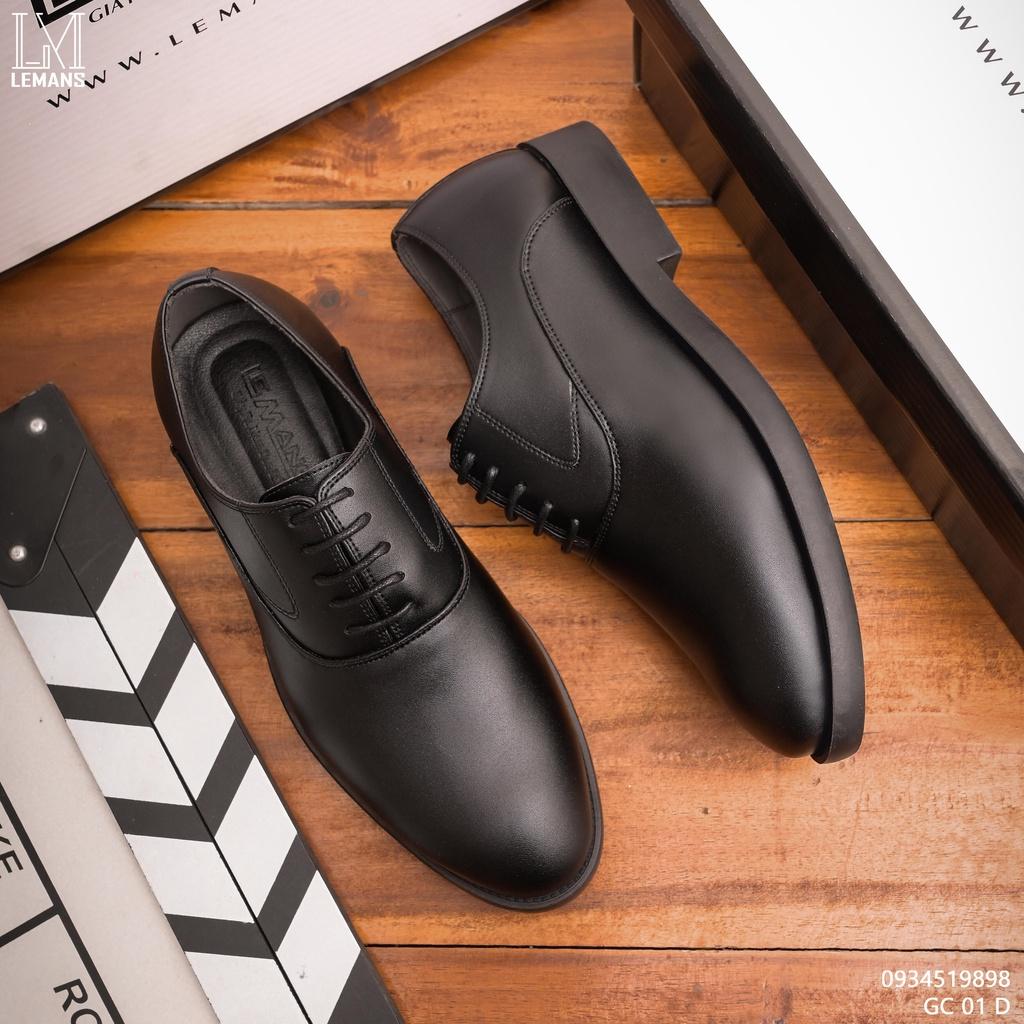 Giày da công sở Oxfords Wholecut Black LEMANS OX02 da bò nguyên Tấm bảo hành 12 tháng