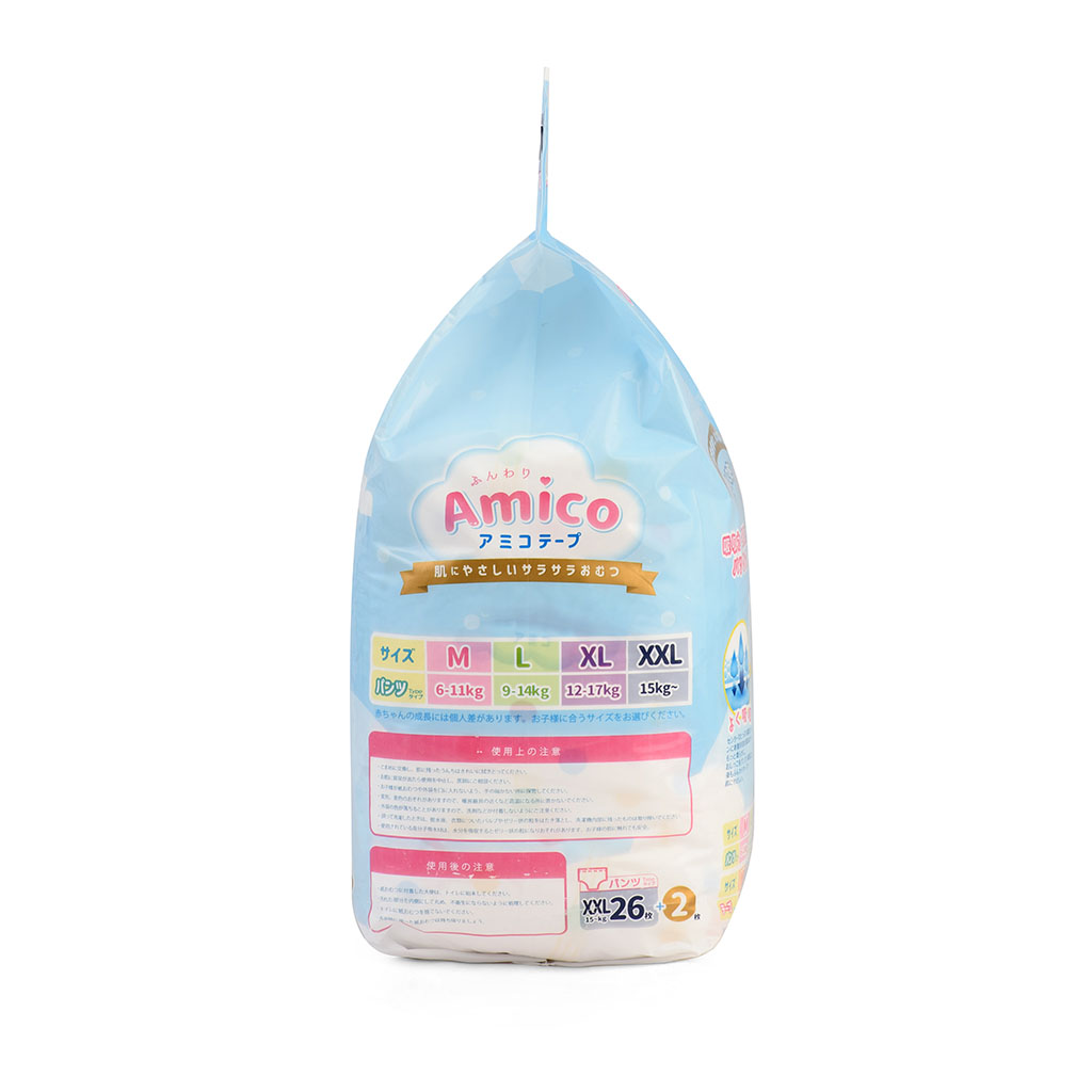 Bỉm - Tã quần Amico size XXL 26 + 2 miếng (Cho bé ≥15kg)