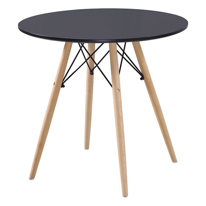 Bàn Czn-Eames Tròn Chân Gỗ (60cm) - Đen