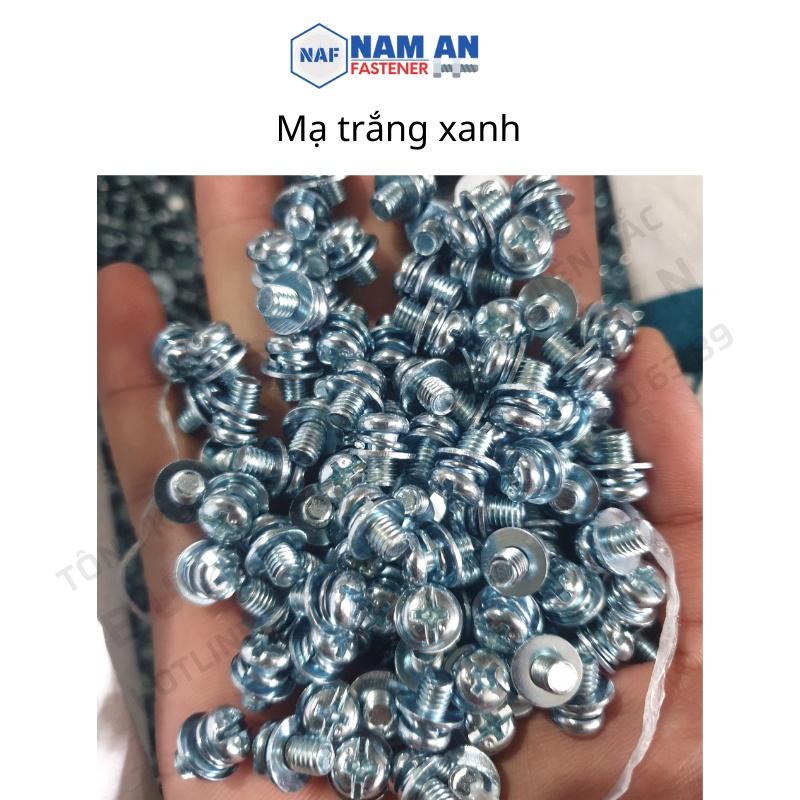 Vít lồng phẳng vênh M4, M5, M6, ốc vít, vít liền phẳng vênh Mạ trắng, Mạ Vàng