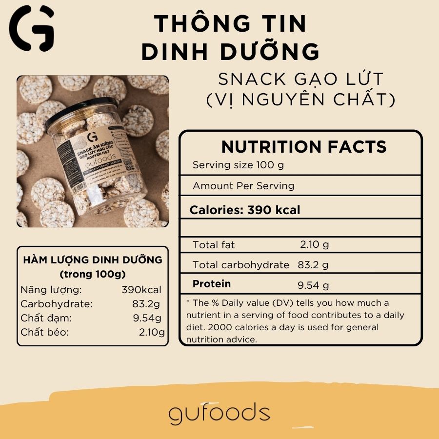 Hình ảnh Snack ăn kiêng gạo lứt ngũ cốc nguyên hạt GUfoods - Thanh đạm, Tiện lợi, Phù hợp Eat clean