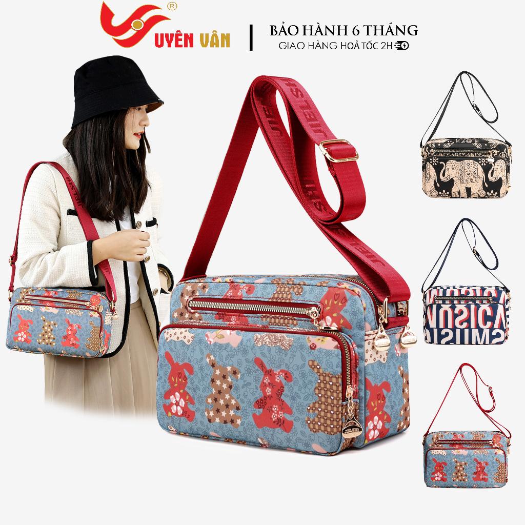 Túi đeo chéo nữ thời trang trung niên thiết kế nhiều ngăn đựng vừa điện thoại vải nylon chống nước 7008-5