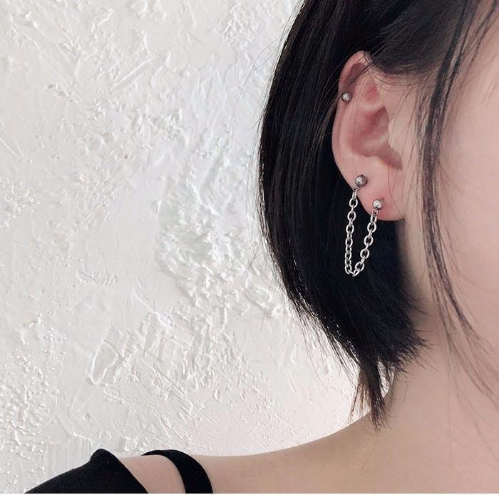 Bông tai xích đơn xỏ lỗ hai đầu mọi giới tính