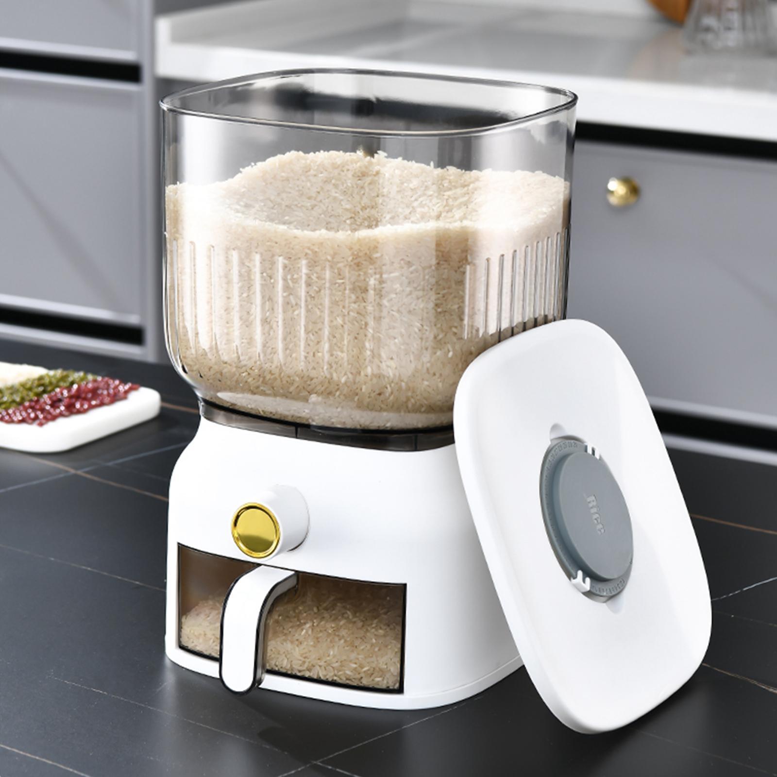 Rice Dispenser Dustproof Kitchen Storage Organizer Sealed for Beans Cereal